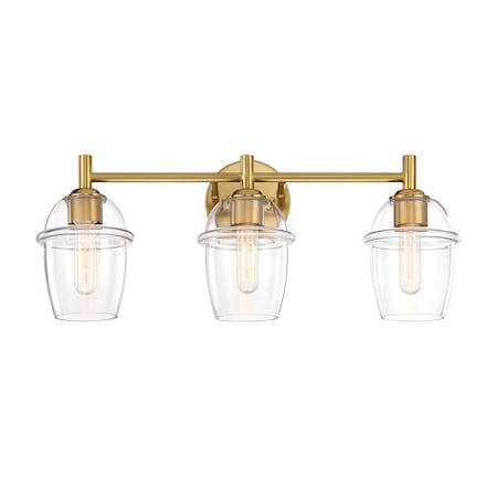 Designers Fountain Summer Jazz 24 in. 3-Light Brushed Gold Vanity Light with Clear Glass Shades for Bathrooms D310M-3B-BG